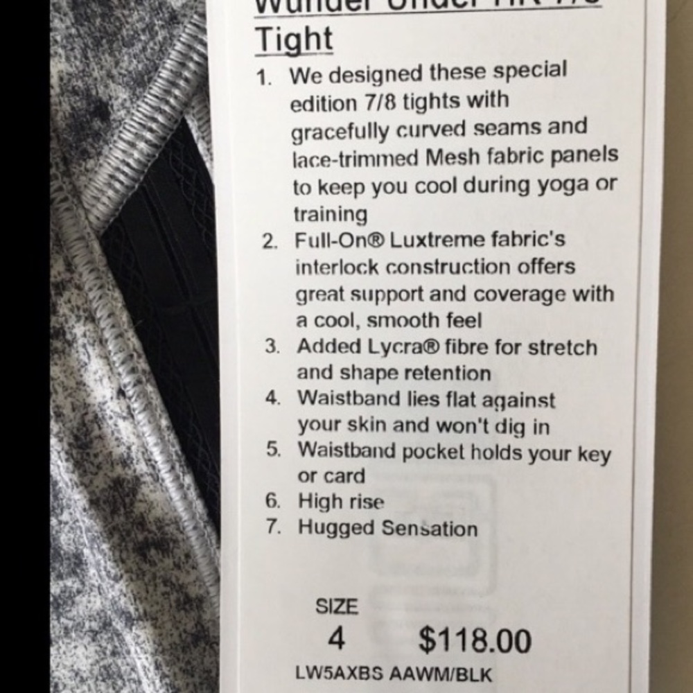 Wunder Under 7/8th high waist Lux size4
